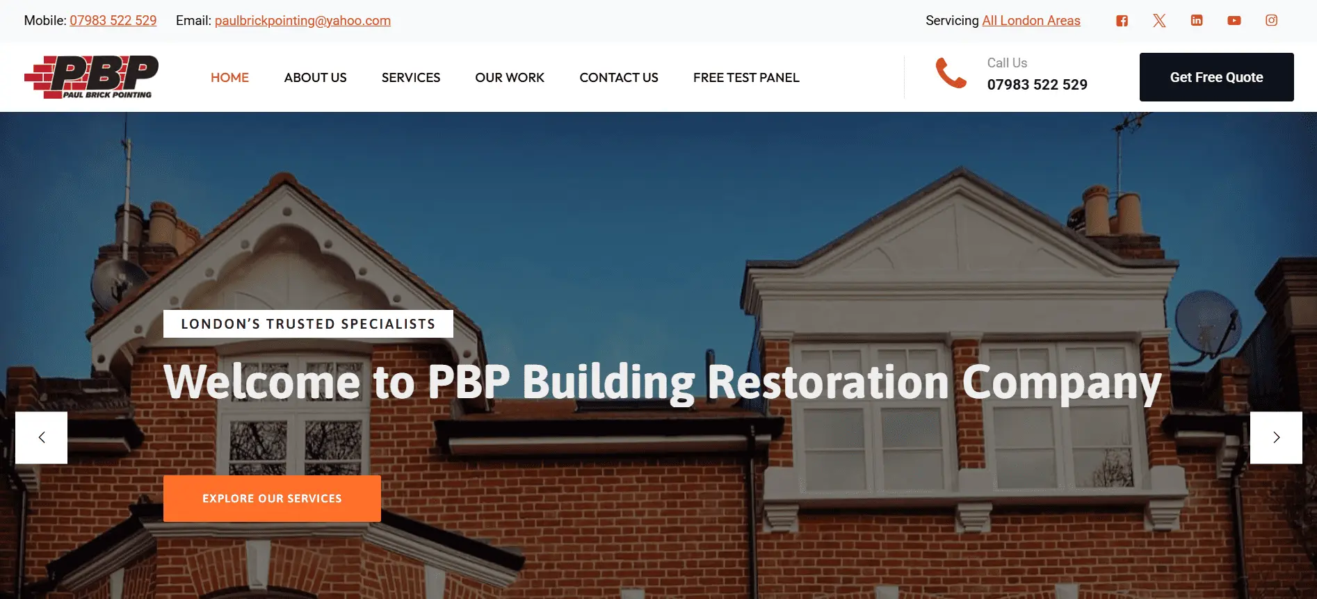 website de prezentare firma de constructii londra