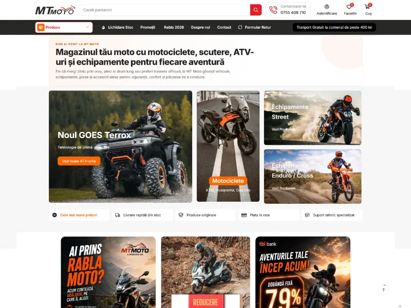 MTMoto.ro după reconstrucție: noua pagină principală a magazinului online